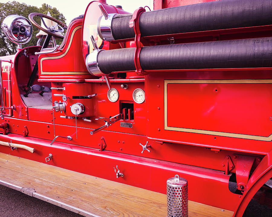 Vintage Red Fire Truck Photograph by Ann Powell