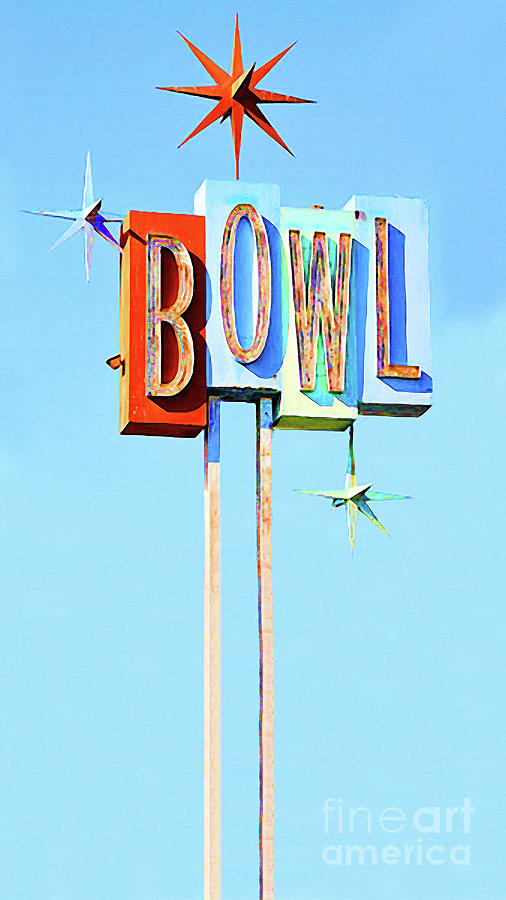 Vintage Retro Mid Century Modern MCM Bowling Alley Sign 20200205 Photograph by Wingsdomain Art and Photography