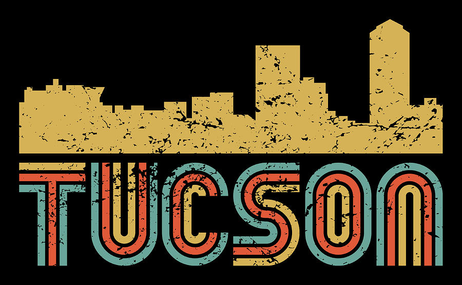 Vintage Retro Tucson Arizona Skyline Distressed Look Digital Art by ...