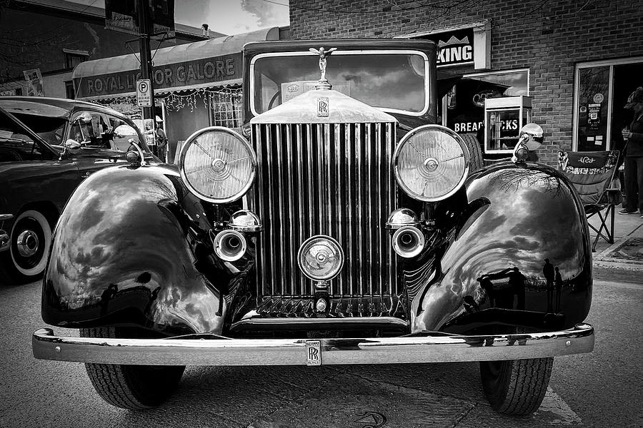 Vintage Photograph - Vintage Rolls Royce in Black and White by Phil And Karen Rispin