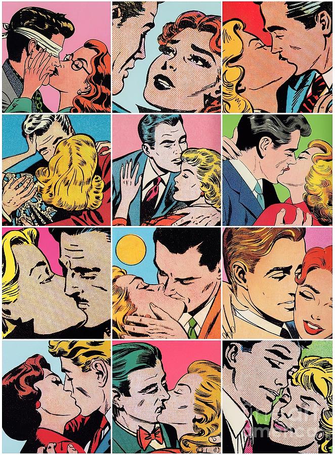 Vintage Romance Comic Pop Art Retro Love Kiss Painting By Ward Isaac Fine Art America