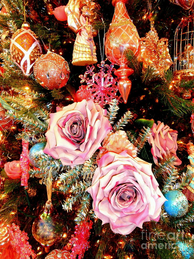 Vintage Rose Holiday Decorations Photograph by Janine Riley