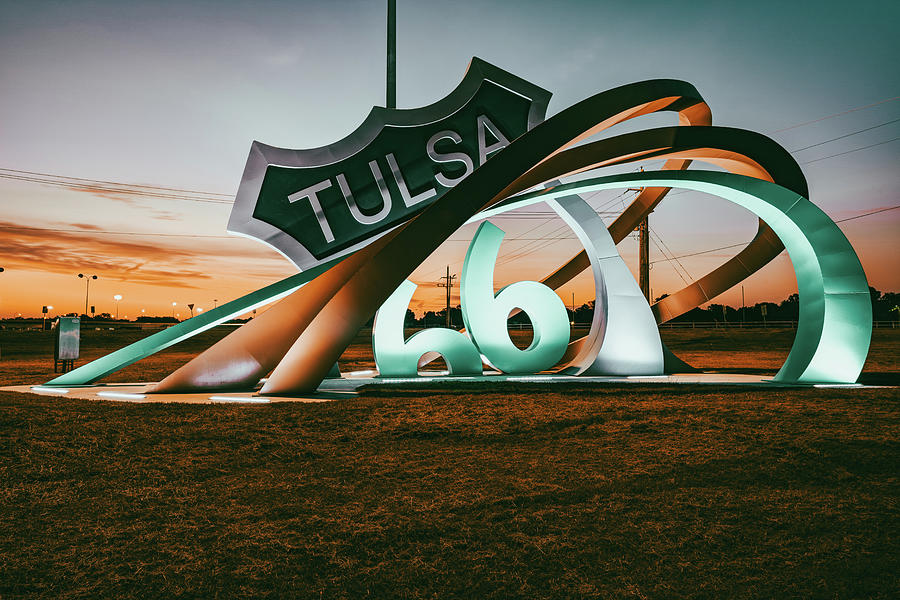 Vintage Route 66 Rising Sunrise - Tulsa Oklahoma Photograph by Gregory Ballos