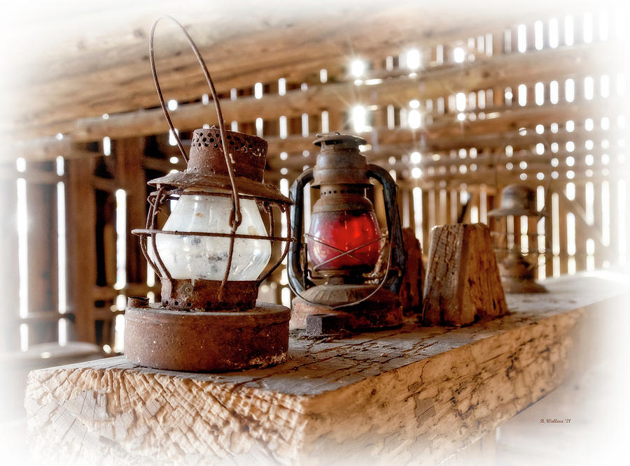 Vintage Photograph - Vintage Rusty Farmers Lanterns by Brian Wallace