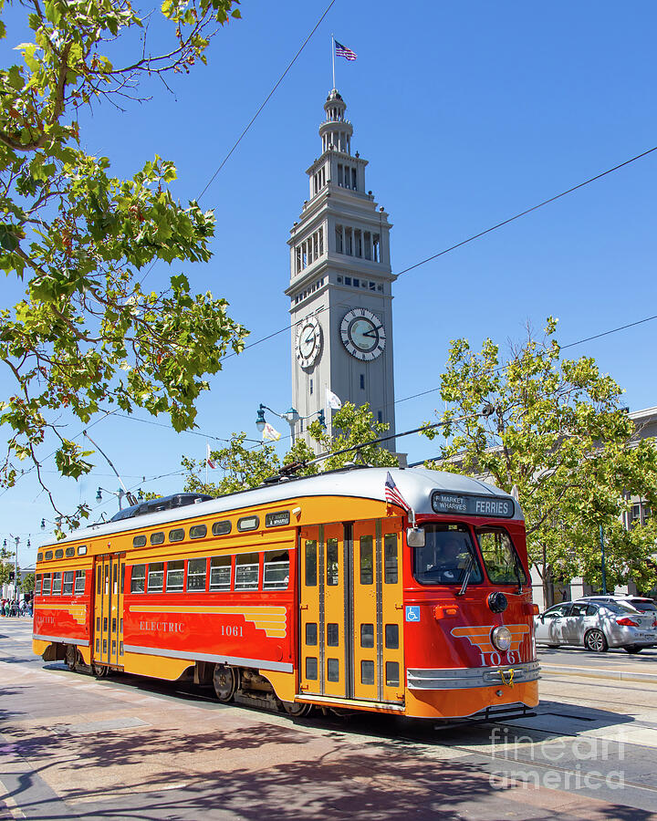 Vintage San Francisco F Market and Wharves Street Car at The Ferry Bldng on The Embarcadero R3759 Photograph by Wingsdomain Art and Photography Vintage San Francisco F Market and Wharves Street Car at The Ferry Bldng on The Embarcadero R3759 Photograph by Wingsdomain Art and Photography