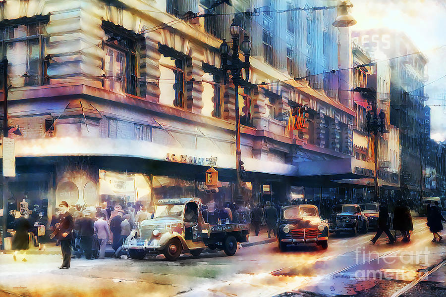 Vintage San Francisco Market Street JC Penney in Nostalgic Painterly Colors 20200531v1a Photograph by Wingsdomain Art and Photography