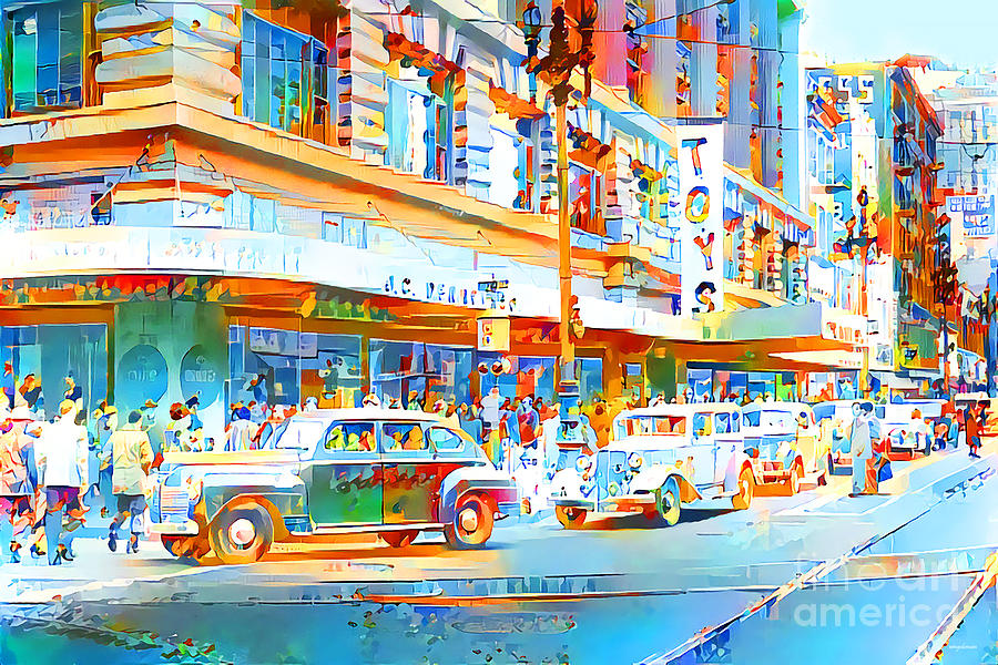 Vintage San Francisco Market Street JC Penney in Vogue Esprit Colors 20200629v1 Photograph by Wingsdomain Art and Photography