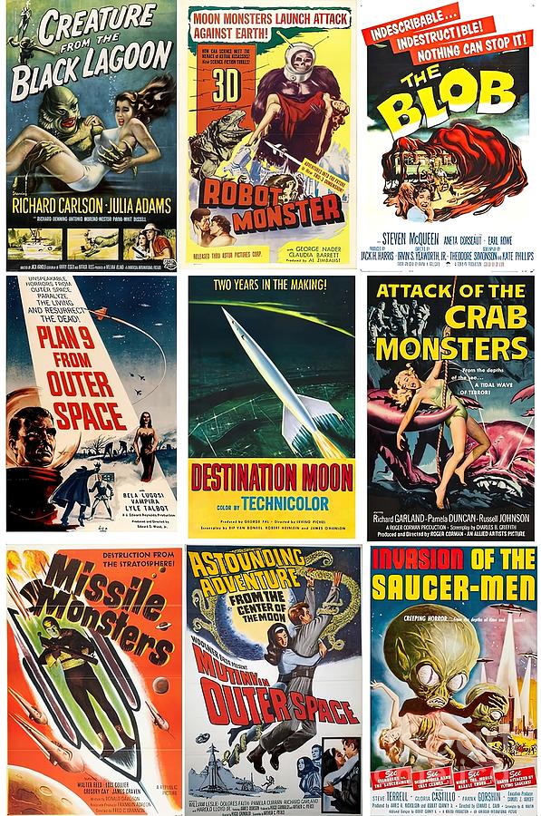 Vintage SciFi Movie s Collage Painting by Turner Joe | Pixels