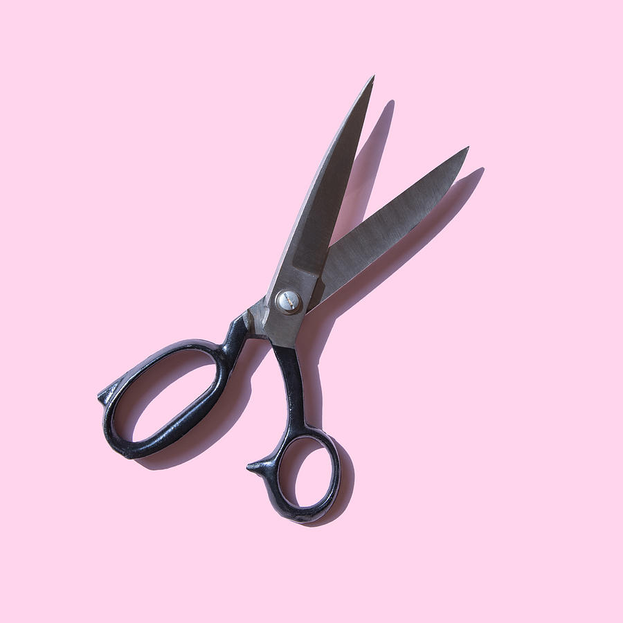Vintage scissors on pink background Photograph by Yulia Reznikov