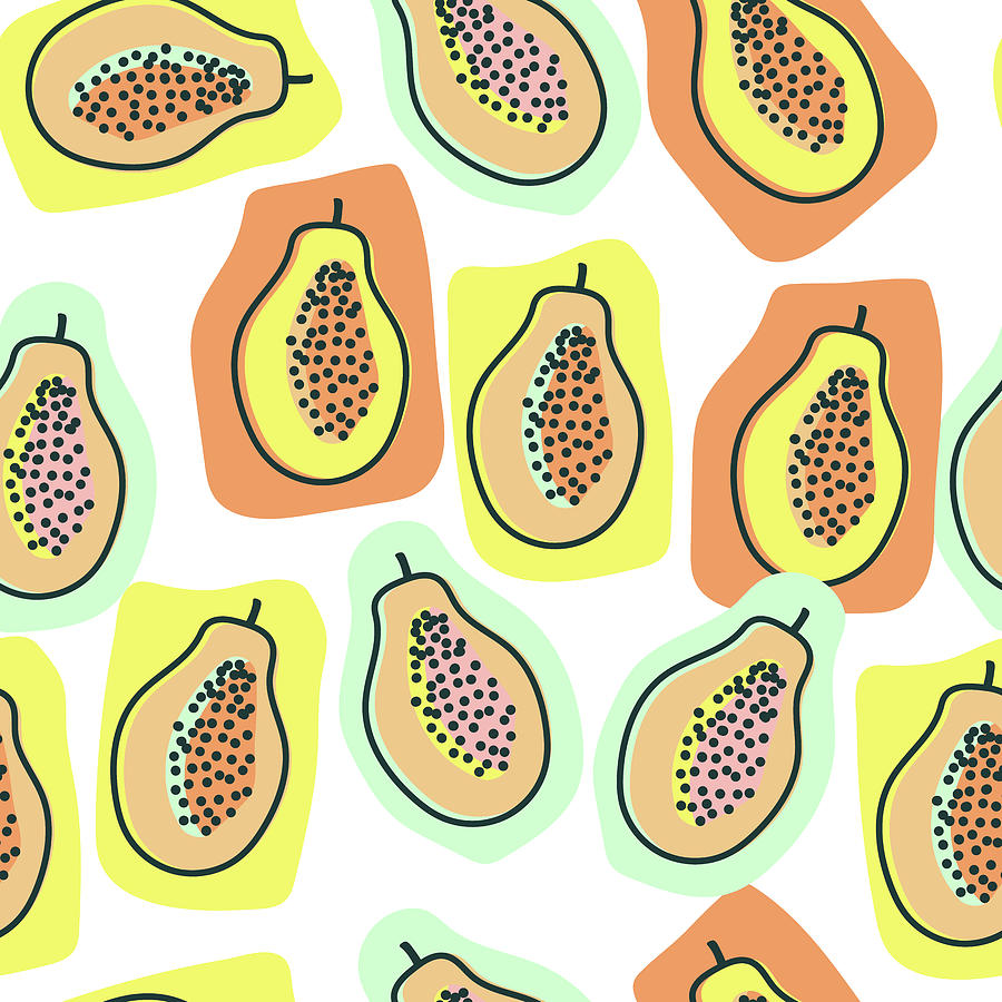 Papaya illustration, drawing, engraving, ink, line art, vector Stock Vector  | Adobe Stock