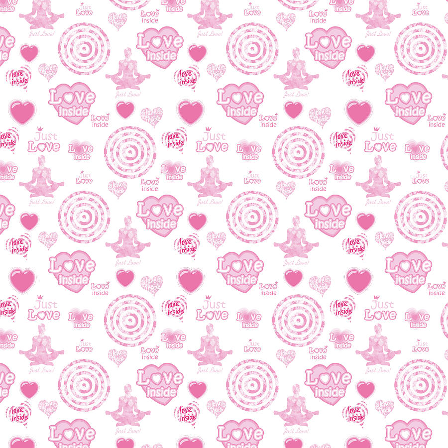 Happy Digital Art - Vintage set of pink hearts and symbols for valentines day by Elena Sysoeva Happy Digital Art - Vintage set of pink hearts and symbols for valentines day by Elena Sysoeva