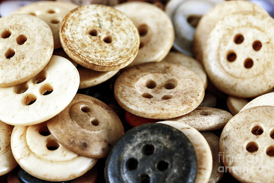 Vintage Photograph - Vintage Sewing Buttons by John Rizzuto