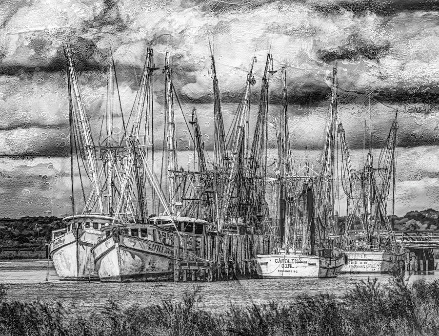 Vintage Shrimp Boats 2 Digital Art by Catherine Thiem - Fine Art America