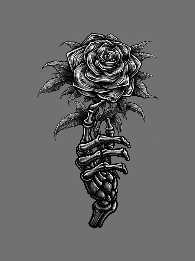 Vintage skeleton hand holding rose Digital Art by Melanie Fried - Fine ...