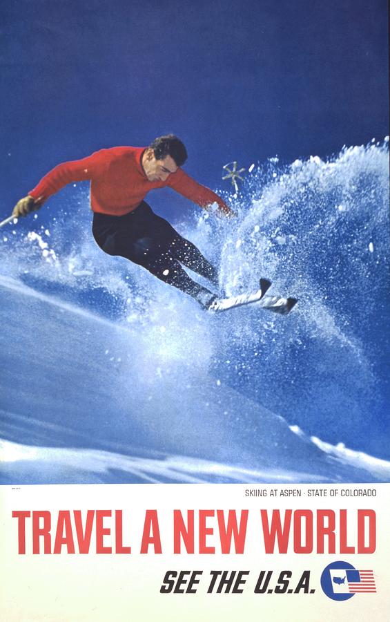 Sports Photograph - Vintage Skiing at Apsen Tourism Poster 1962 by State Of Colorado