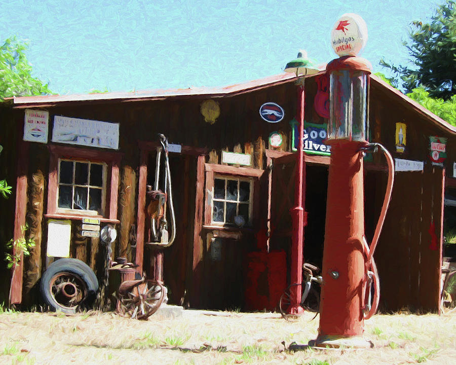 Vintage Small Town Gas Station Dop Digital Art by DK Digital