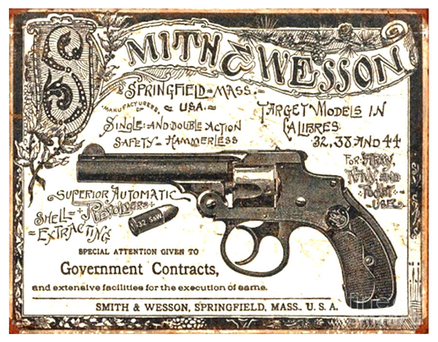 Vintage Smith and Wesson Pistol Label Advertising Digital Art by John ...