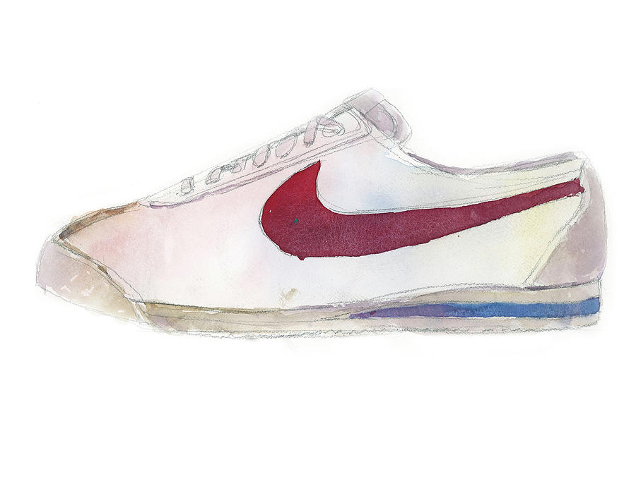 Running Shoe Painting - Vintage Sneaker Nike by Dorrie Rifkin