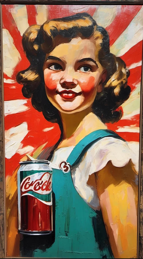 Vintage Soda Pop Girl Digital Art By William Thompson - Fine Art America