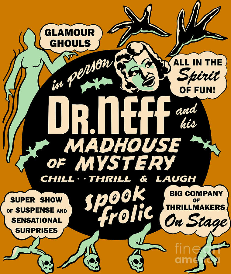 Vintage Spook Show Poster - Madhouse of Mystery Digital Art by Ron Art