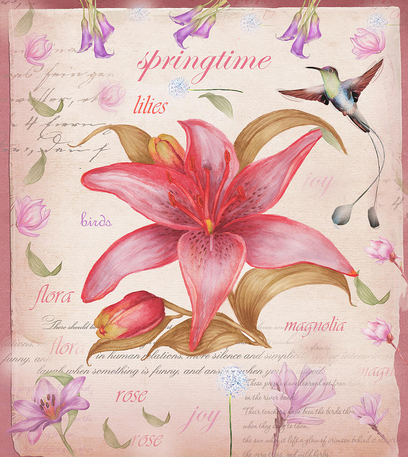 Vintage Spring Design 2 Mixed Media by Johanna Hurmerinta