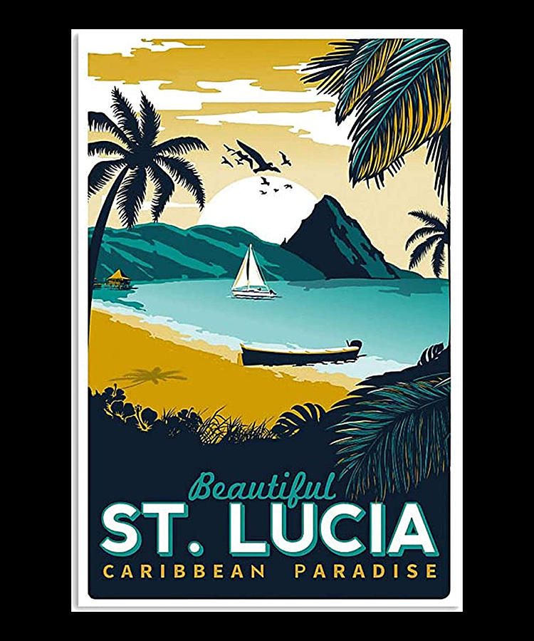 Vintage St Lucia Travel Poster Digital Art by The Pristine Artist