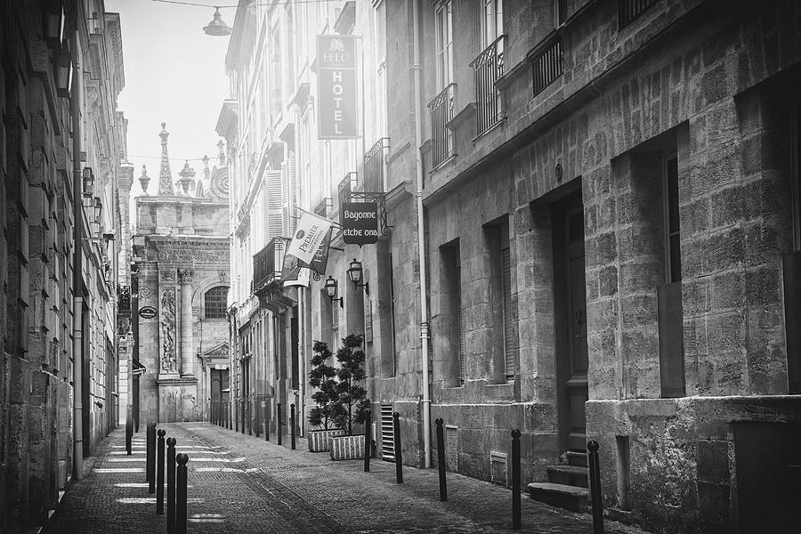 Vintage Streets of Bordeaux France Black and White Photograph by Carol Japp