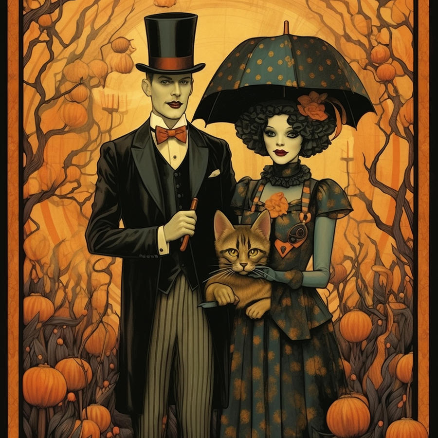 Vintage Style Gothic Halloween Digital Art by Caterina Christakos