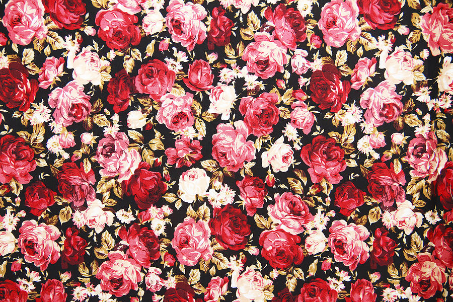 Vintage Style Of Tapestry Flowers Fabric Pattern Drawing