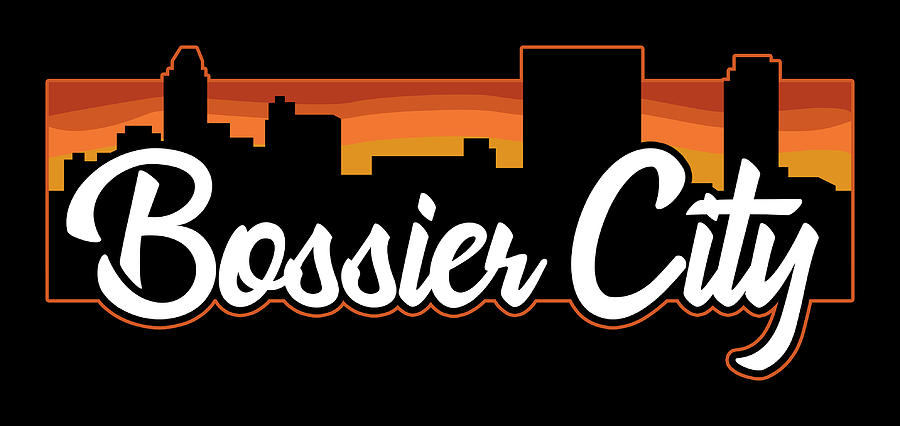 Vintage Style Retro Bossier City Louisiana Sunset Skyline Digital Art ...