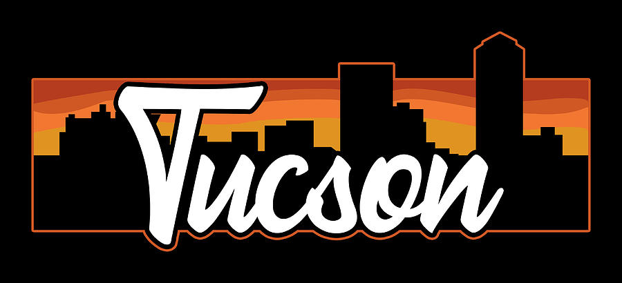 Vintage Style Retro Tucson Arizona Sunset Skyline Digital Art by Kevin ...