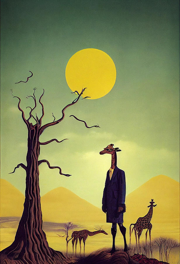 Vintage  Stylized  Storybook  Image  of  a  Giraffe  Standin  fe0b7fc645563  7e95  64530433  9645b04 Painting by Celestial Images