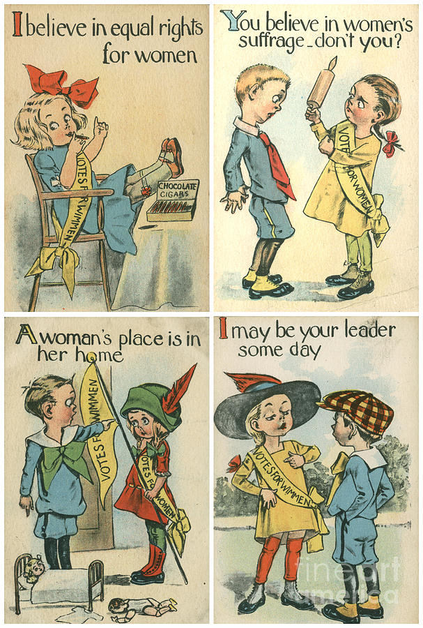 Vintage Suffragette Equal Rights Postcard  Drawing by Sally Edelstein