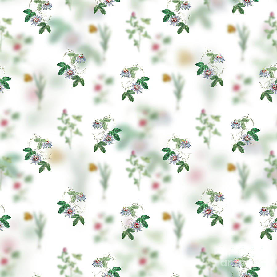 Vintage Sullivans Passion Floral Garden Pattern on White n.2112 Mixed Media by Holy Rock Design