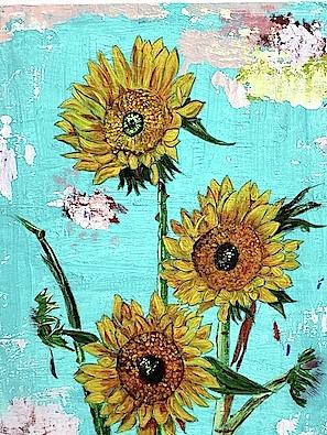 Vintage sunflowers Painting by Lynda Batista - Fine Art America