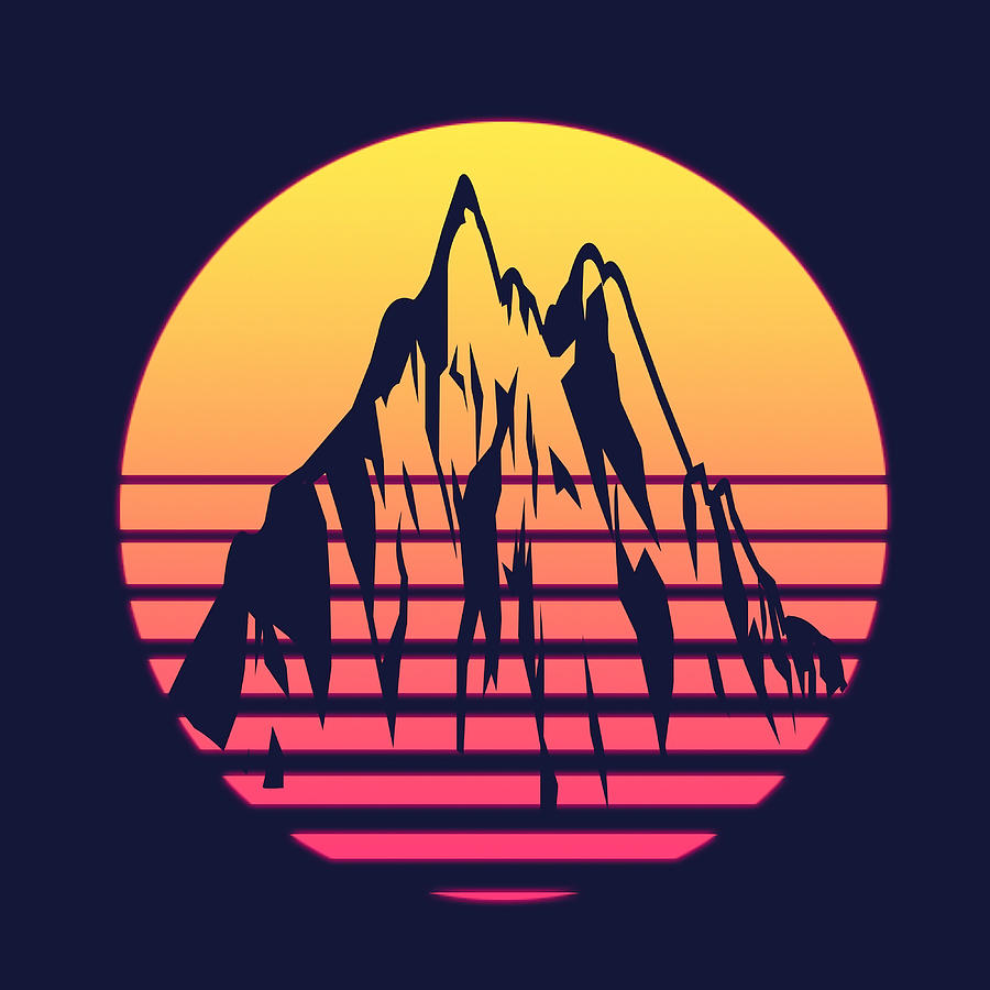 Vintage Sunset 80s Retro Mountains Poster Painting by Jake Danielle ...