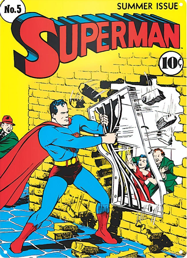 Vintage Superman Comic Drawing by Joseph Palumbo