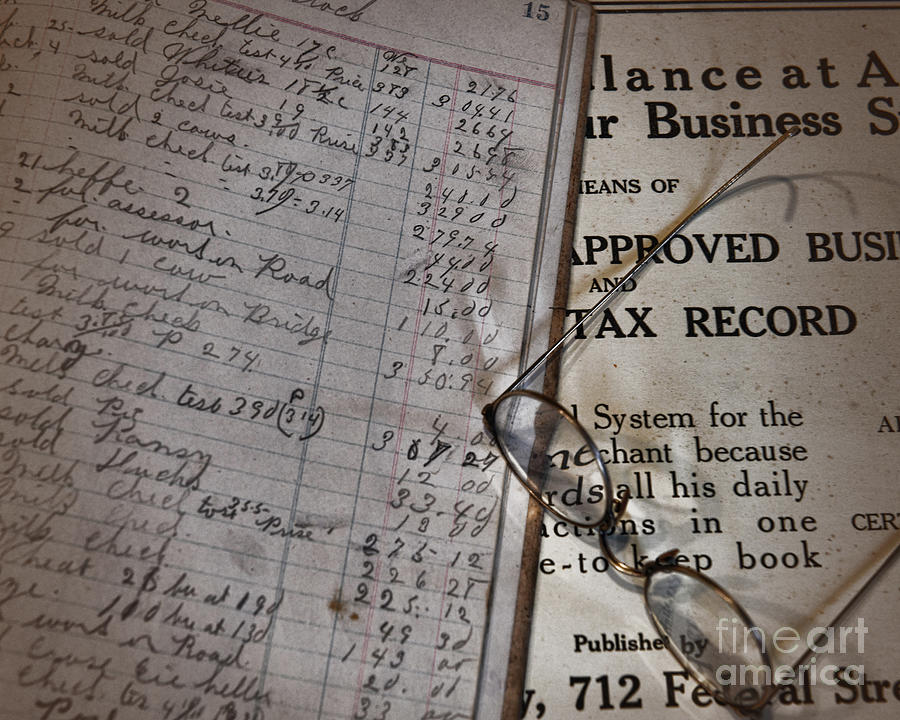 Book Photograph - Vintage Tax Records by Paul Ward