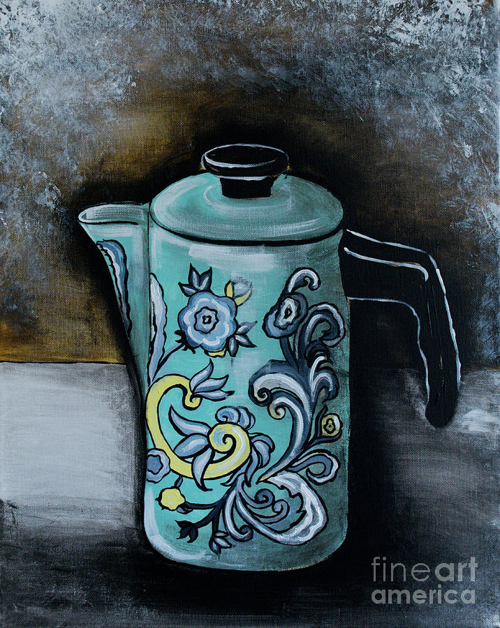 Vintage Metal Coffee Pot Painting by Patricia Panopoulos - Fine Art America