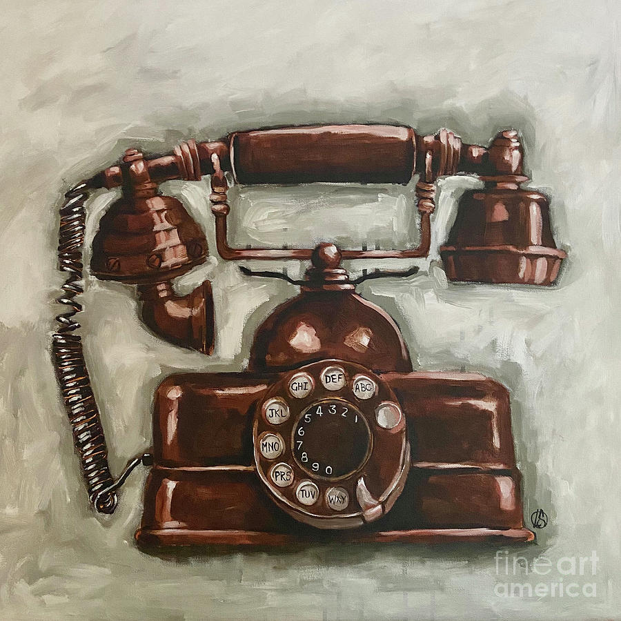 Vintage Telephone Painting by Lucia Stewart