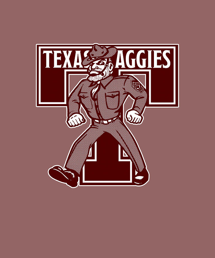 Vintage Texas Aggies Mascot Logo cool blue Painting by Mason PLC | Pixels