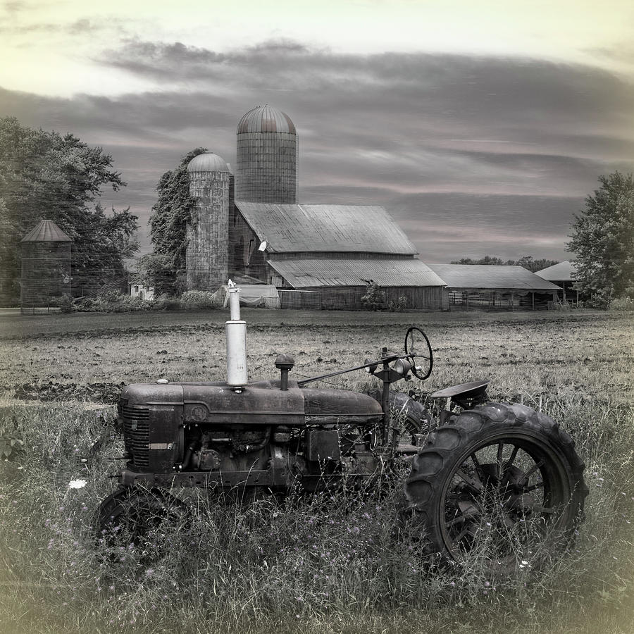 Vintage Tractor at the Country Farm Photograph by Debra and Dave Vanderlaan