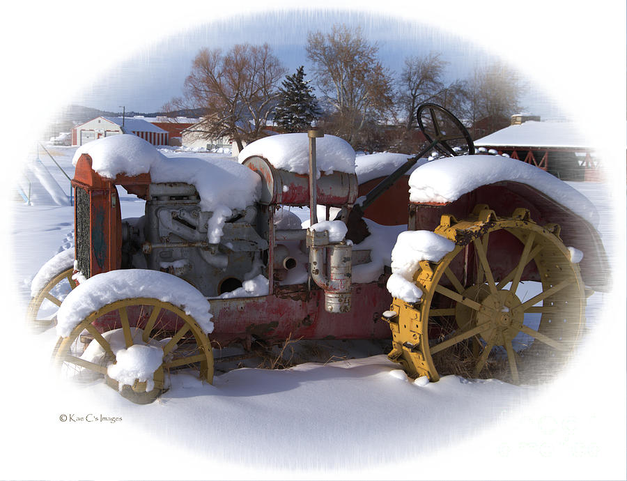 Vintage Tractor in Snow #3 Photograph by Kae Cheatham