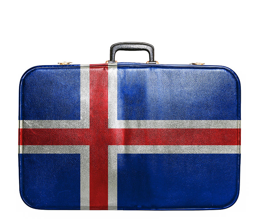 Vintage travel bag with flag of Iceland Photograph by Alexis84