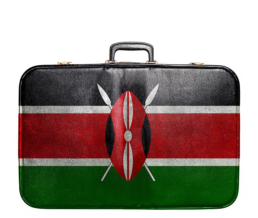 Vintage travel bag with flag of Kenya Photograph by Alexis84
