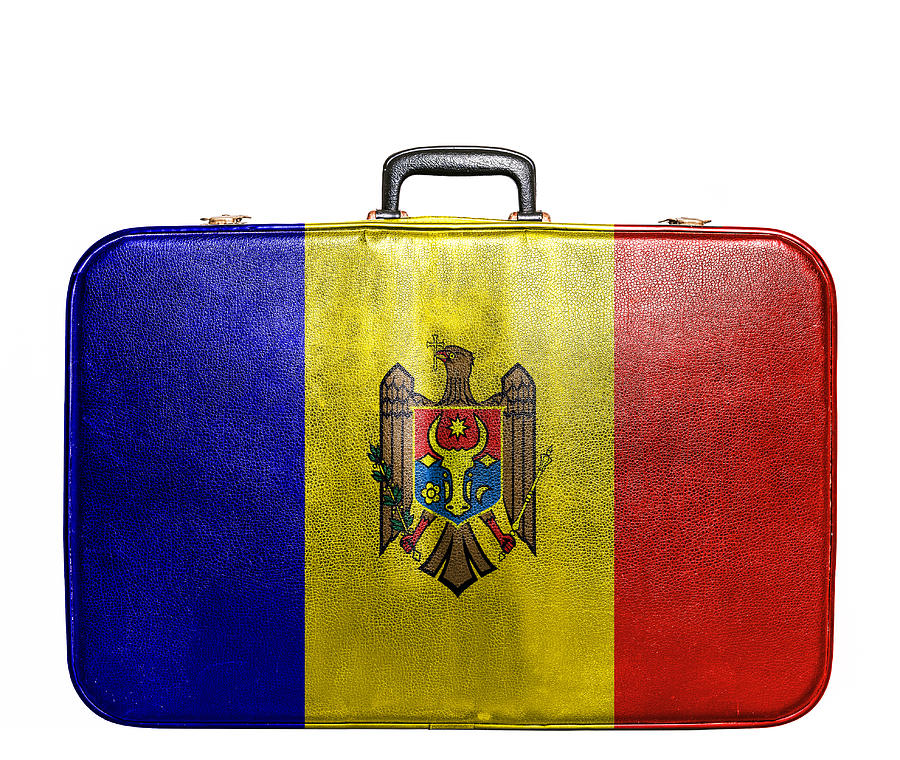 Vintage travel bag with flag of Moldavia Photograph by Alexis84