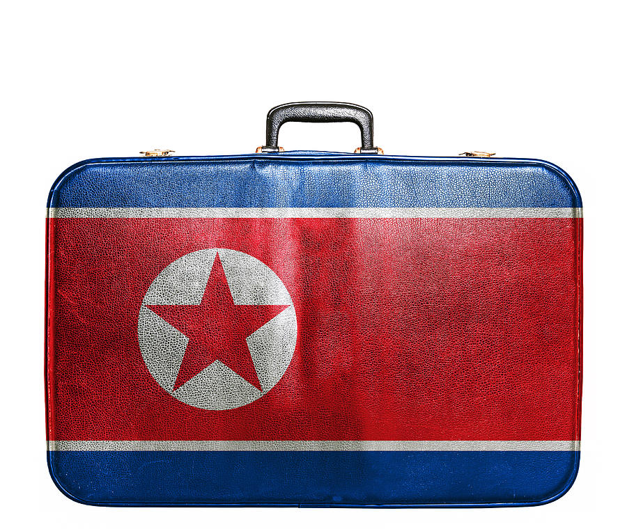 Vintage travel bag with flag of North Korea Photograph by Alexis84