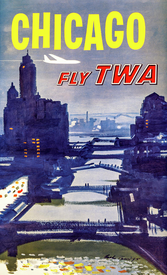 Chicago Fly TWA Vintage Poster Digital Art by Joseph S Giacalone