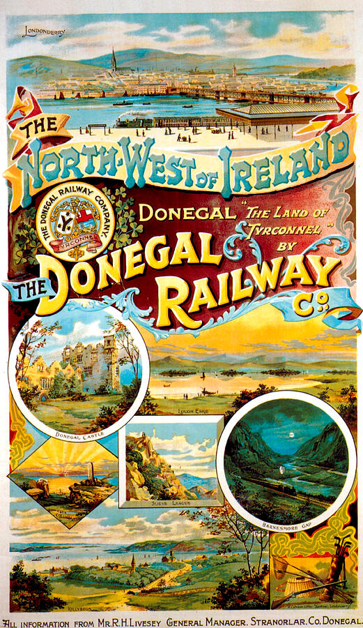Ireland Tourism Digital Art - Vintage Travel Poster - Donegal Ireland by Lawrence Miller