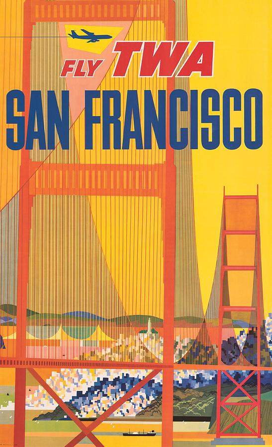 San Francisco travel poster TWA canvas print vintage retro art deco 